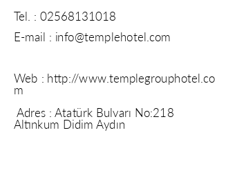 Temple Hotel iletiim bilgileri